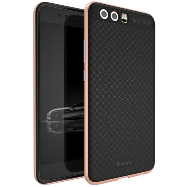 „IPAKY“ cieta silikona (TPU) apvalks - melns / rozs (P10 Plus)