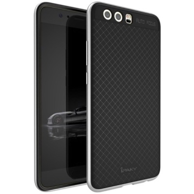 Huawei P10 (Huawei Ascend P10) „IPAKY“ kieto silikono TPU juodas (sidabriniais apvadais) dėklas - nugarėlė / Priedai.lt