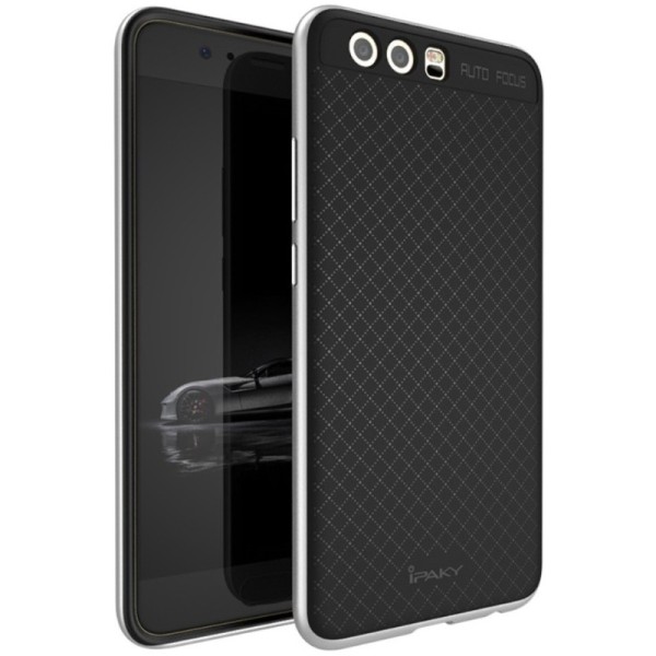 „IPAKY“ kieto silikono (TPU) dėklas - juodas / sidabrinis (P10)