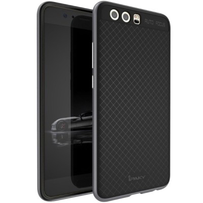 Huawei P10 (Huawei Ascend P10) „IPAKY“ kieto silikono TPU juodas (pilkais apvadais) dėklas - nugarėlė / Priedai.lt