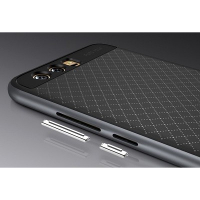 Huawei P10 (Huawei Ascend P10) „IPAKY“ kieto silikono TPU juodas (pilkais apvadais) dėklas - nugarėlė / Priedai.lt