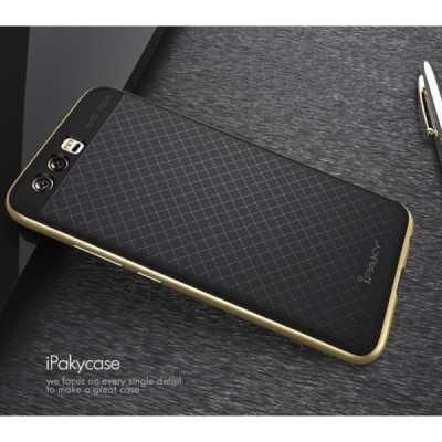 Huawei P10 (Huawei Ascend P10) „IPAKY“ kieto silikono TPU juodas (auksiniais apvadais) dėklas - nugarėlė / Priedai.lt