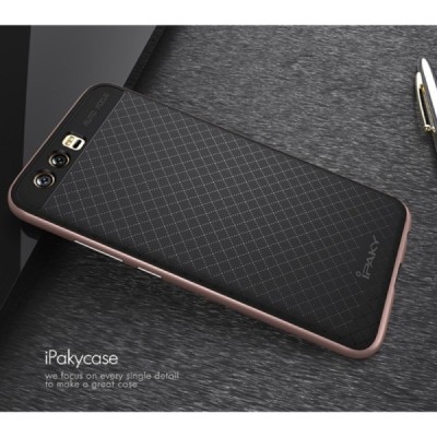 Huawei P10 (Huawei Ascend P10) Plus „IPAKY“ cieta silikona (TPU) melns apvalks (apmales - rozā krāsā) / Vacins.lv