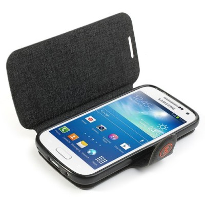 „Meilate“ atverčiamas juodas Samsung Galaxy S4 Mini dėklas (Dėkliukas) / Priedai.lt