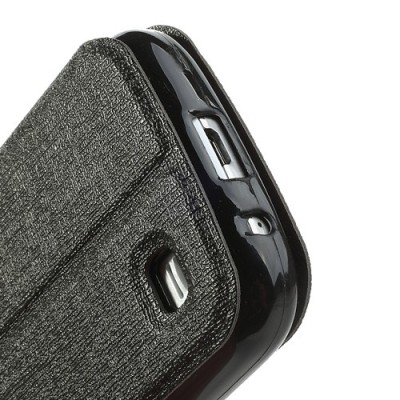 „Meilate“ atverčiamas juodas Samsung Galaxy S4 Mini dėklas (Dėkliukas) / Priedai.lt