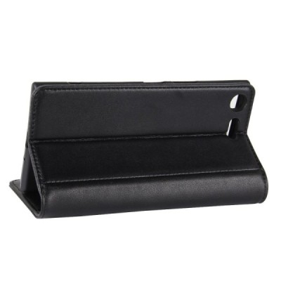 Sony Xperia XZ Premium (Xperia XZ Premium Dual) atverčiamas juodas odinis dėklas - piniginė / Priedai.lt