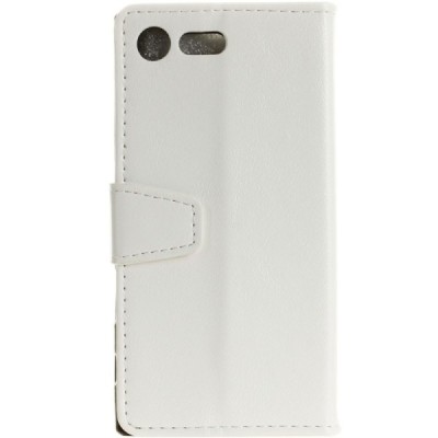 Sony Xperia XZ Premium (Xperia XZ Premium Dual) atverčiamas baltas odinis dėklas - piniginė / Priedai.lt