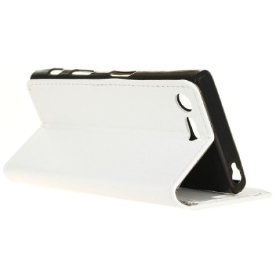 Sony Xperia XZ Premium (Xperia XZ Premium Dual) atverčiamas baltas odinis dėklas - piniginė / Priedai.lt