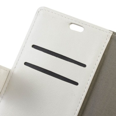 Sony Xperia XZ Premium (Xperia XZ Premium Dual) atverčiamas baltas odinis dėklas - piniginė / Priedai.lt