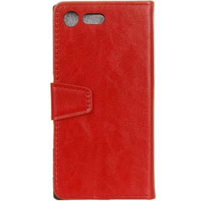 Sony Xperia XZ Premium (Xperia XZ Premium Dual) atvēramais ādas sarkans maciņš (maks) / Vacins.lv