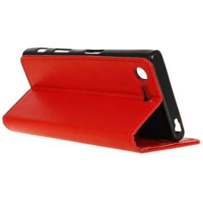 Sony Xperia XZ Premium (Xperia XZ Premium Dual) atvēramais ādas sarkans maciņš (maks) / Vacins.lv