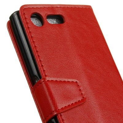 Sony Xperia XZ Premium (Xperia XZ Premium Dual) atvēramais ādas sarkans maciņš (maks) / Vacins.lv