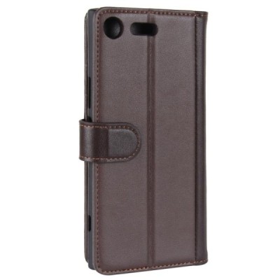 Sony Xperia XZ Premium (Xperia XZ Premium Dual) atverčiamas rudas odinis dėklas - piniginė / Priedai.lt