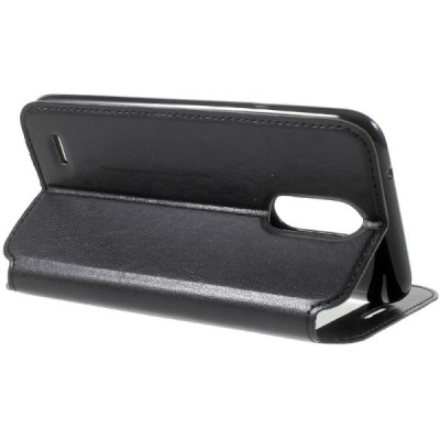 „Roar“ LG K10 2017 (X400, M250N) juodas atverčiamas dėklas su langeliu / Priedai.lt