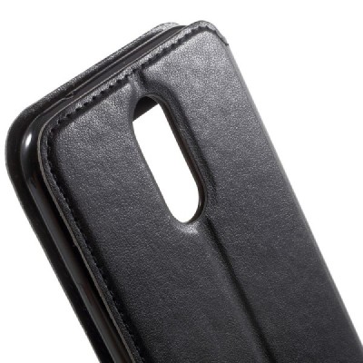 „Roar“ LG K10 2017 (X400, M250N) juodas atverčiamas dėklas su langeliu / Priedai.lt