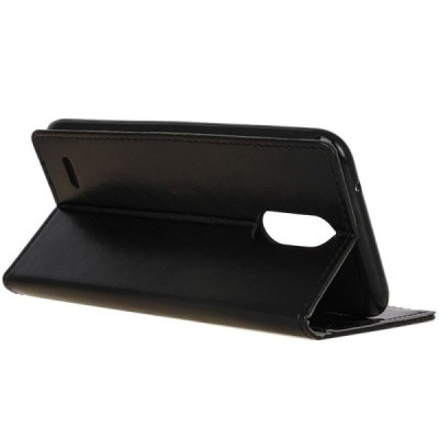 LG K10 2017 (X400, M250N) atvēramais ādas melns maciņš (maks) / Vacins.lv