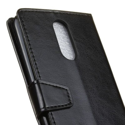 LG K10 2017 (X400, M250N) atvēramais ādas melns maciņš (maks) / Vacins.lv