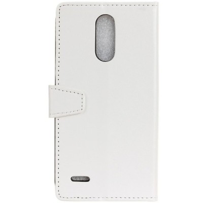 LG K10 2017 (X400, M250N) atverčiamas baltas odinis dėklas - piniginė / Priedai.lt