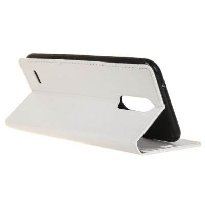 LG K10 2017 (X400, M250N) atverčiamas baltas odinis dėklas - piniginė / Priedai.lt