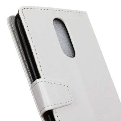 LG K10 2017 (X400, M250N) atverčiamas baltas odinis dėklas - piniginė / Priedai.lt