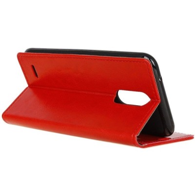 LG K10 2017 (X400, M250N) atvēramais ādas sarkans maciņš (maks) / Vacins.lv