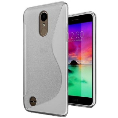 LG K10 2017 (X400, M250N) kieto silikono TPU skaidrus pilkas dėklas - nugarėlė / Priedai.lt