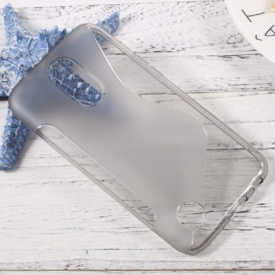 LG K10 2017 (X400, M250N) kieto silikono TPU skaidrus pilkas dėklas - nugarėlė / Priedai.lt