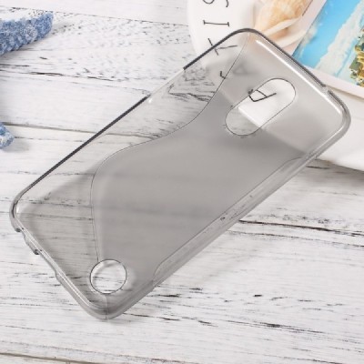 LG K10 2017 (X400, M250N) kieto silikono TPU skaidrus pilkas dėklas - nugarėlė / Priedai.lt