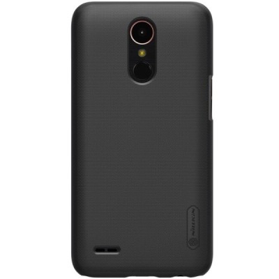 LG K10 2017 (X400, M250N) Nillkin Frosted Shield juodas plastikinis dėklas + apsauginė ekrano plėvelė / Priedai.lt