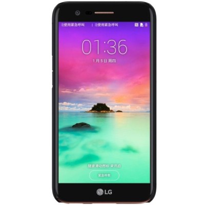 LG K10 2017 (X400, M250N) Nillkin Frosted Shield juodas plastikinis dėklas + apsauginė ekrano plėvelė / Priedai.lt