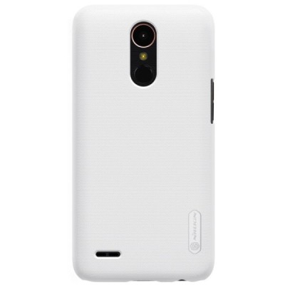 LG K10 2017 (X400, M250N) Nillkin Frosted Shield baltas plastikinis dėklas + apsauginė ekrano plėvelė / Priedai.lt