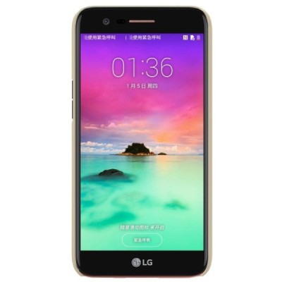 LG K10 2017 (X400, M250N) Nillkin Frosted Shield auksinis plastikinis dėklas + apsauginė ekrano plėvelė / Priedai.lt