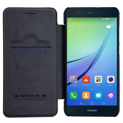 Prabangus „Nillkin“ Qin serijos juodas odinis atverčiamas Huawei P10 Lite dėklas - knygutė / Priedai.lt