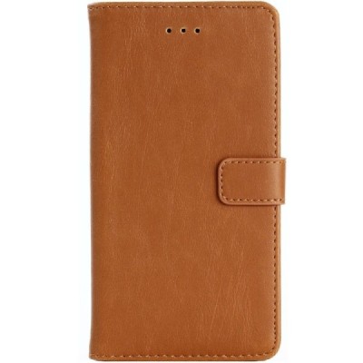 Huawei P9 lite 2017 (Huawei P8 Lite 2017) atverčiamas šviesiai rudas odinis retro dėklas - piniginė / Priedai.lt