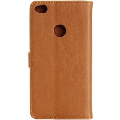 Huawei P9 lite 2017 (Huawei P8 Lite 2017) atverčiamas šviesiai rudas odinis retro dėklas - piniginė / Priedai.lt