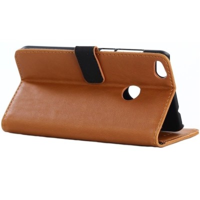 Huawei P9 lite 2017 (Huawei P8 Lite 2017) atverčiamas šviesiai rudas odinis retro dėklas - piniginė / Priedai.lt