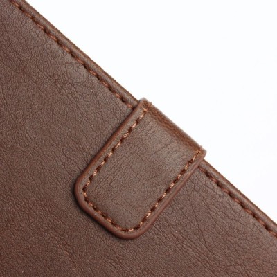 Huawei P9 lite 2017 (Huawei P8 Lite 2017) atverčiamas tamsiai rudas odinis retro dėklas - piniginė / Priedai.lt