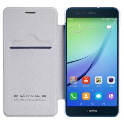 Greznais „Nillkin“ Qin sērijas ādas atvērams balts Huawei P10 Lite maciņš / Vacins.lv
