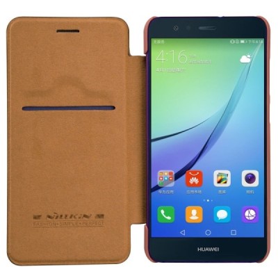 Greznais „Nillkin“ Qin sērijas ādas atvērams brūns Huawei P10 Lite maciņš / Vacins.lv