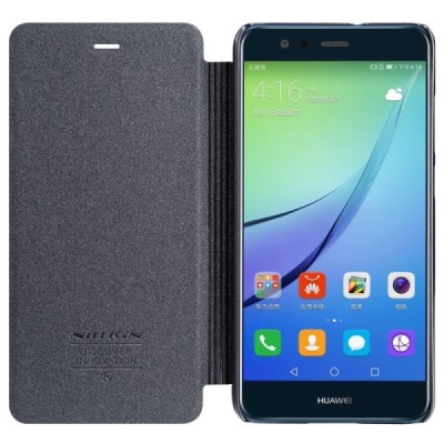 Huawei P10 Lite pilkas odinis atverčiamas Nillkin Sparkle dėklas - knygutė / Priedai.lt