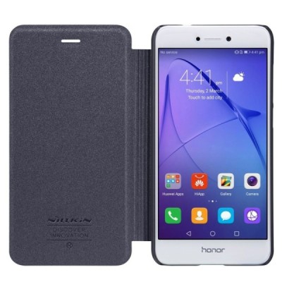 Huawei P9 Lite 2017 (P8 Lite 2017) pilkas odinis atverčiamas Nillkin Sparkle dėklas - knygutė / Priedai.lt