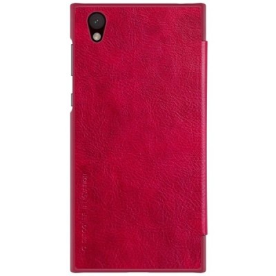 Greznais „Nillkin“ Qin sērijas ādas atvērams sarkans Sony Xperia L1 (G3311, G3312, G3313) maciņš (maks) / Vacins.lv