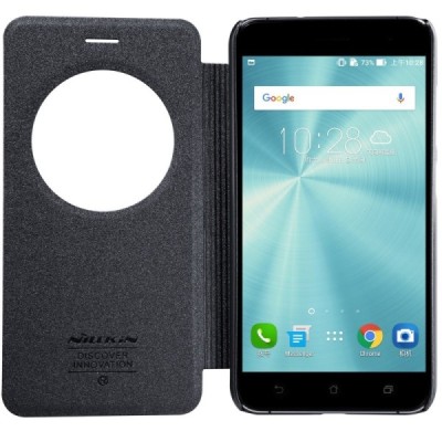 Asus Zenfone 3 5.5 (ZE552KL) pilkas odinis atverčiamas Nillkin Sparkle dėklas / Priedai.lt