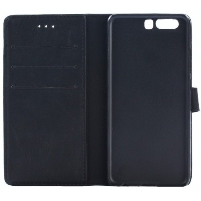 Huawei P10 atvēramais ādas melns retro maciņš (maks) / Vacins.lv