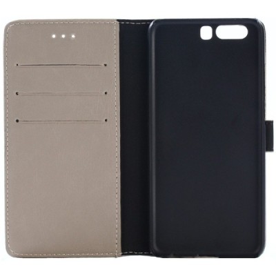 Huawei P10 atverčiamas smėlio spalvos odinis retro dėklas - piniginė / Priedai.lt