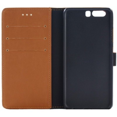 Huawei P10 atverčiamas šviesiai rudas odinis retro dėklas - piniginė / Priedai.lt