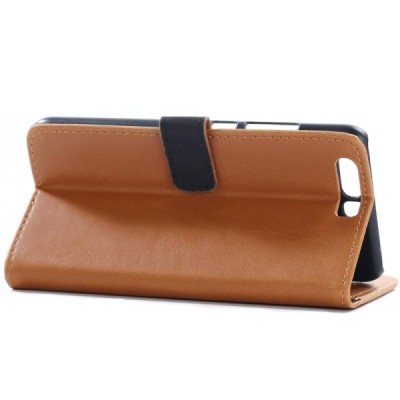 Huawei P10 atverčiamas šviesiai rudas odinis retro dėklas - piniginė / Priedai.lt