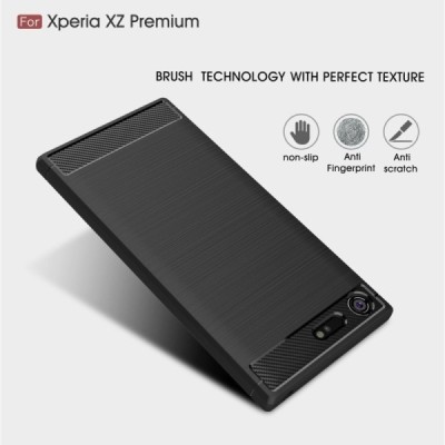 Sony XZ Premium „Carbon“ cieta silikona (TPU) melns apvalks / vacins.lv
