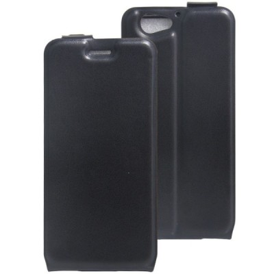 HTC One A9s klasisks ādas vertikāli atvēramais melns maciņš / Vacins.lv