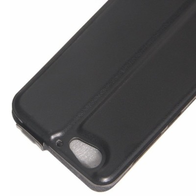 HTC One A9s klasisks ādas vertikāli atvēramais melns maciņš / Vacins.lv